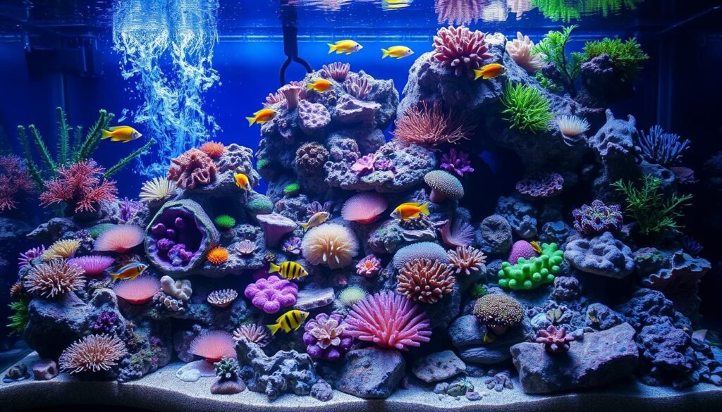 Coral reef aquascaping for stress relief